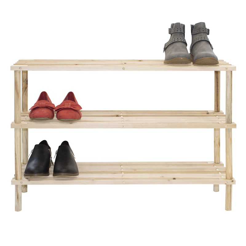 3 Tier Wooden Shoe Rack Natural