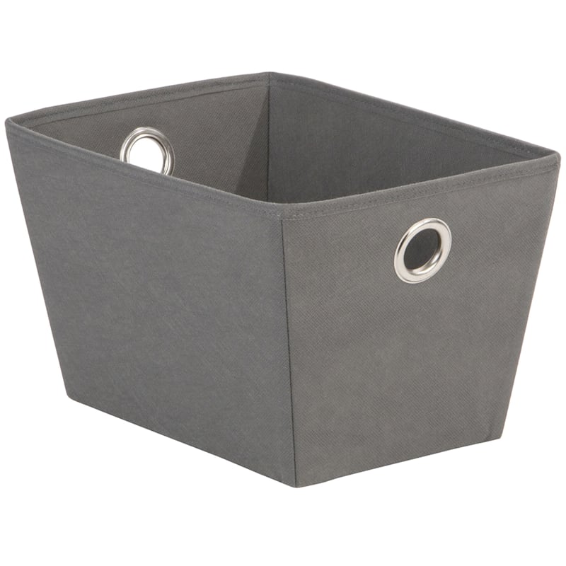 Small Fabric Storage Tote with Grommet Handles, Grey