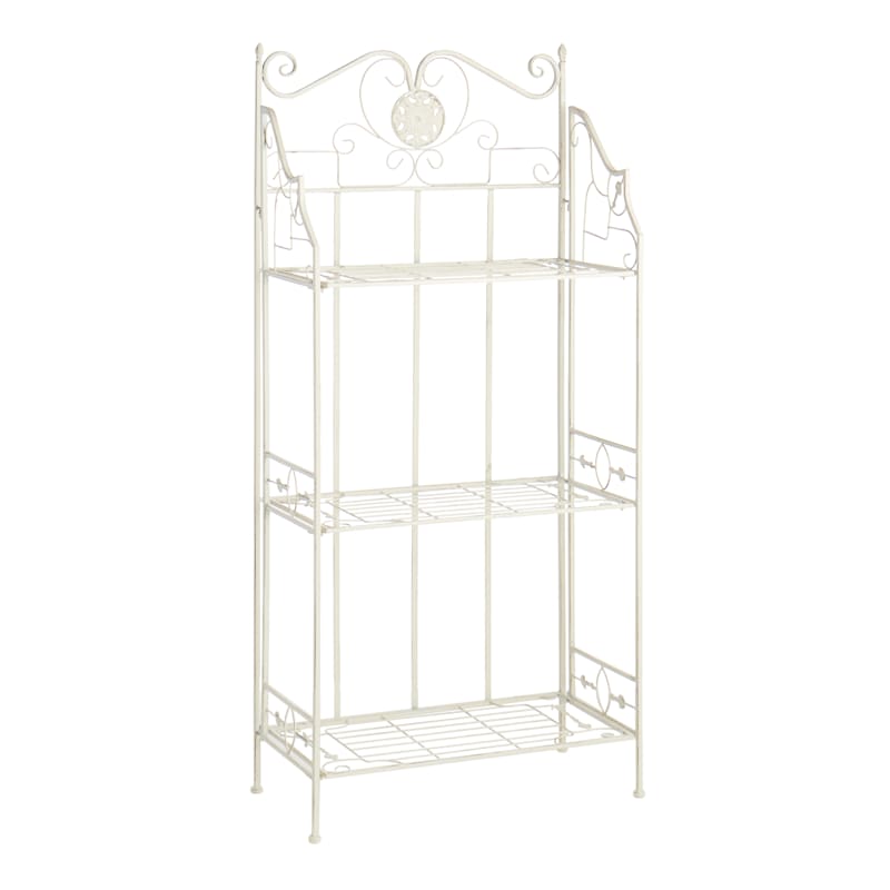 51in. Antique White Metal With Folding Shelves