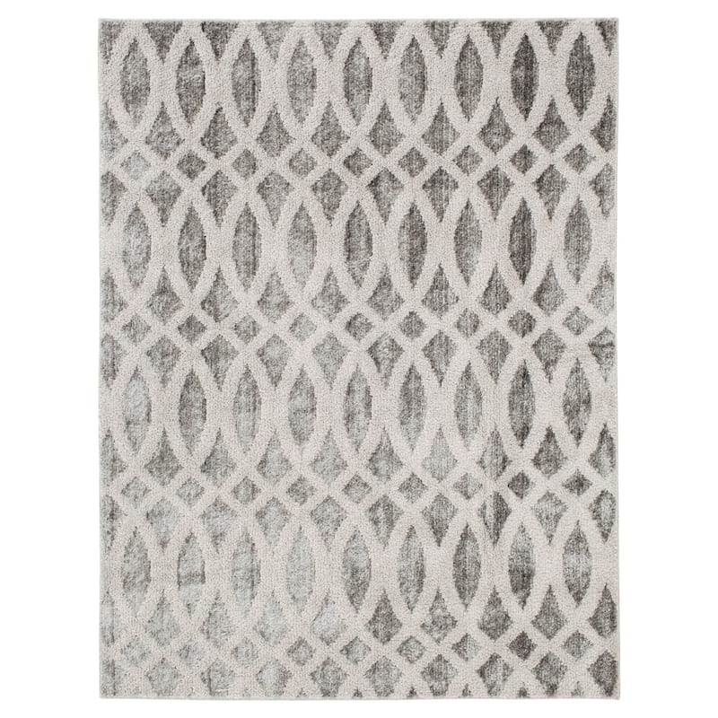 (D440) Sophelia Grey & Ivory Tufted Area Rug With Non-Slip Back, 8x10