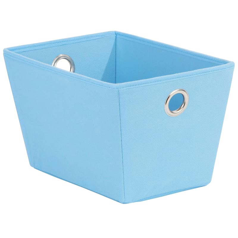 Small Fabric Storage Tote with Grommet Handles, Blue