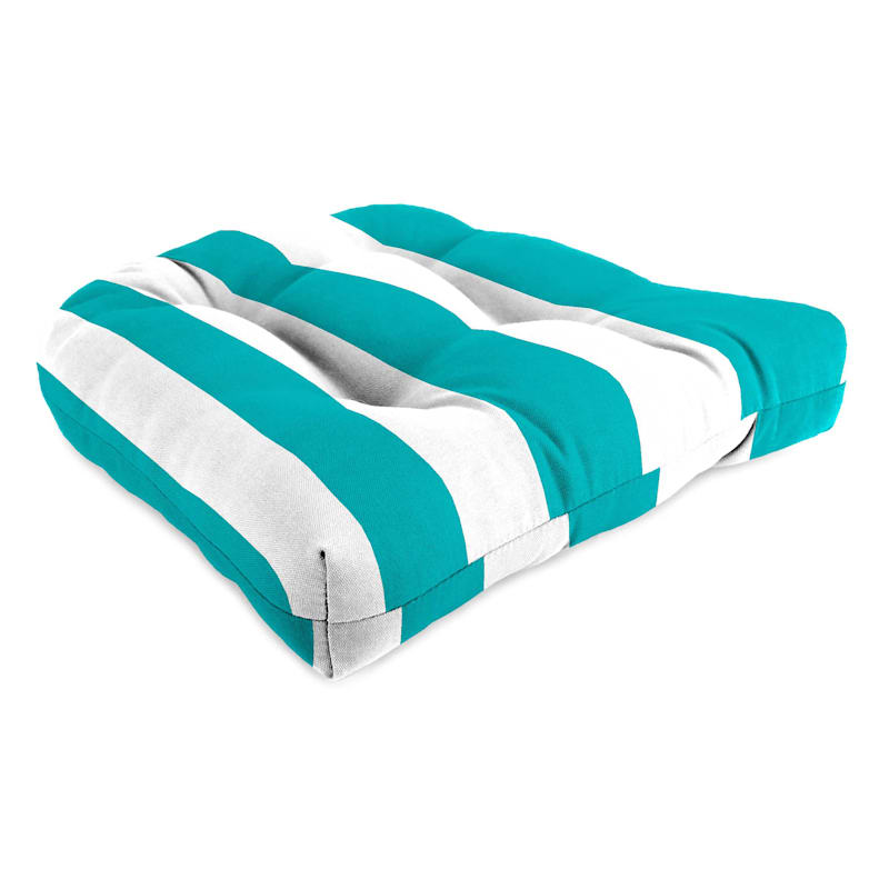 Turquoise Awning Striped Outdoor Wicker Seat Cushion