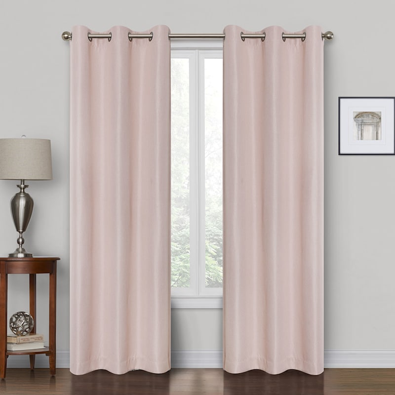 Rockwell Blush Solid Blackout Grommet Curtain Panel, 84