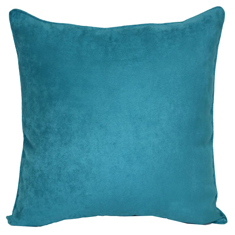 Turquoise Suede Throw Pillow, 18"
