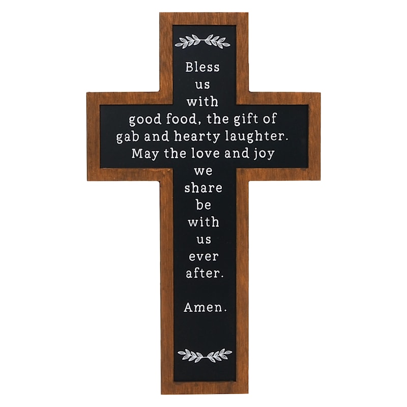 Black Faux Wood Kitchen Prayer Wall Cross, 9x14