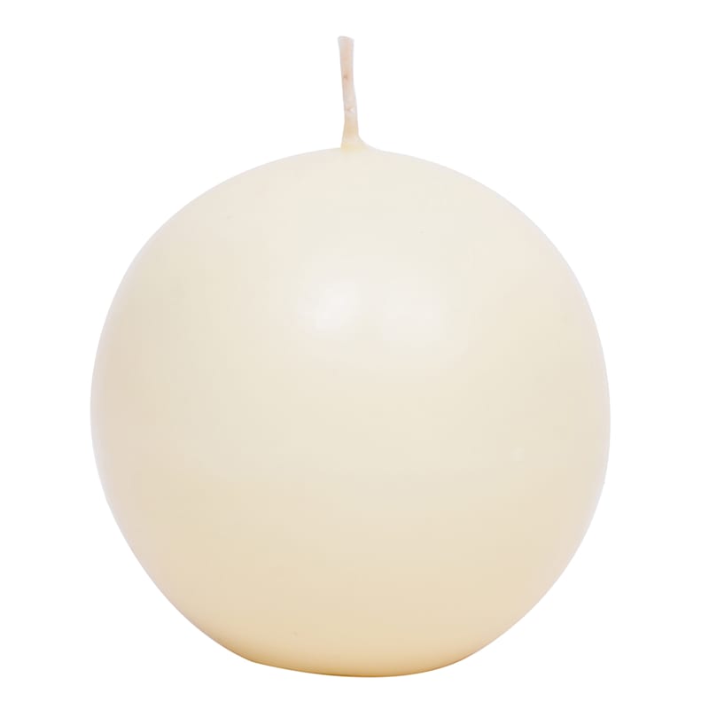 Ivory Unscented Overdip Sphere Candle, 3"