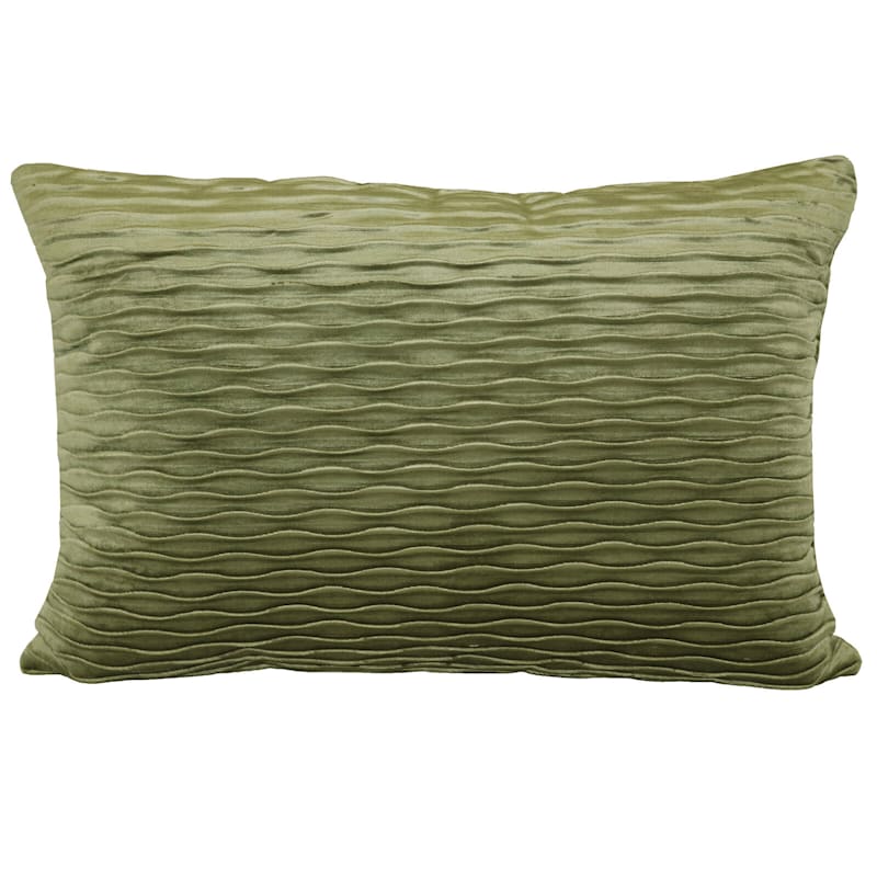 Olive Ripple Textured Plush Throw Pillow, 14x20