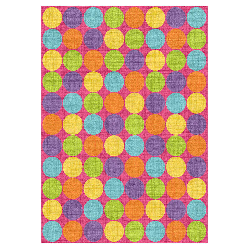 (D103) Gloucester Gumdrop Pink Printed Area Rug With Non-Slip Back, 5x7