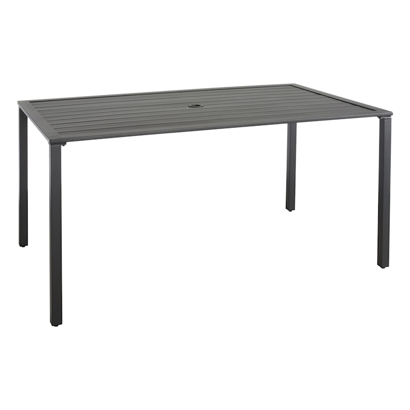 Grammercy Black Steel Slat Outdoor Dining Table, 60x36