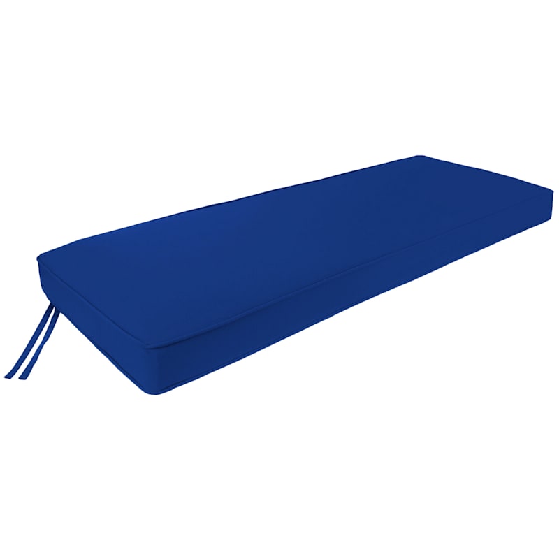 Cobalt Blue Canvas Outdoor Gusseted Bench Cushion