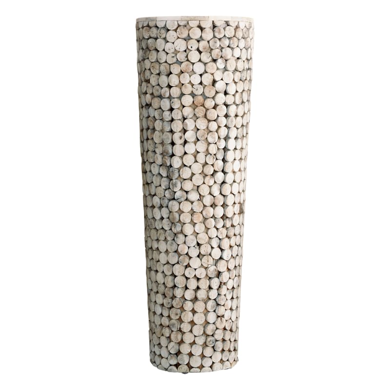 Recycled Acacia Cylinder Floor Vase, 36"