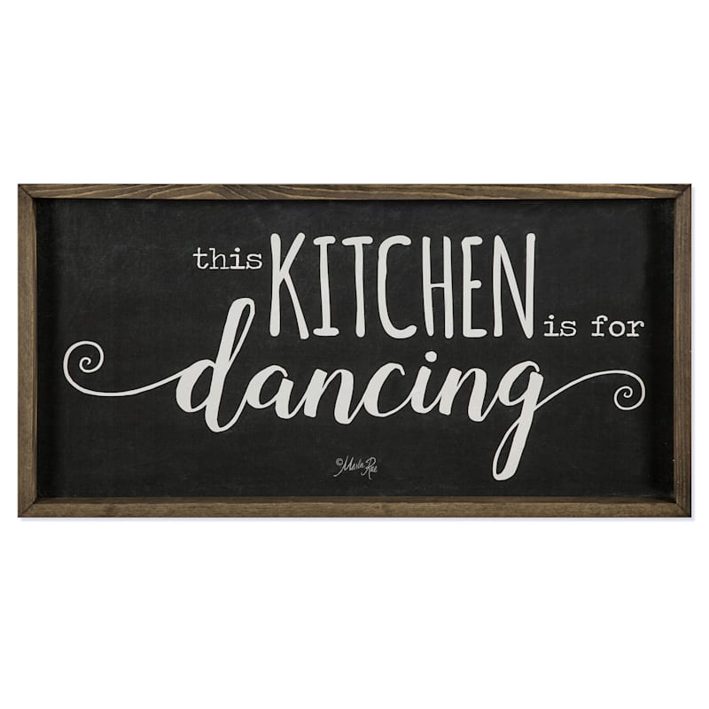 Kitchen Dancing Wood Framed Canvas Wall Art, 24x12
