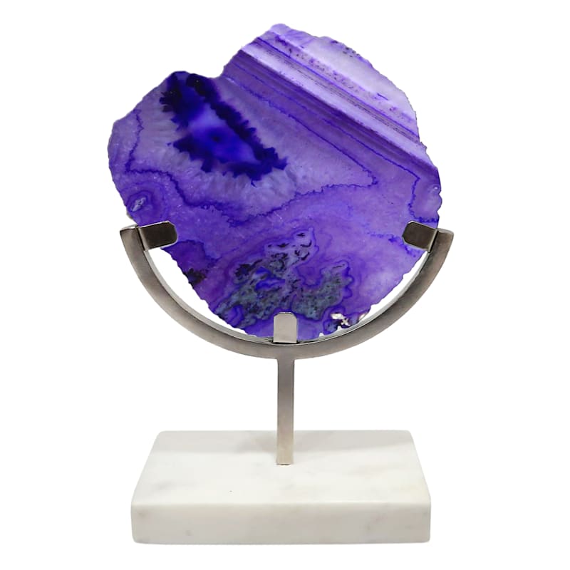 Laila Ali Purple Agate Sculpture with Marbled Base, 8"