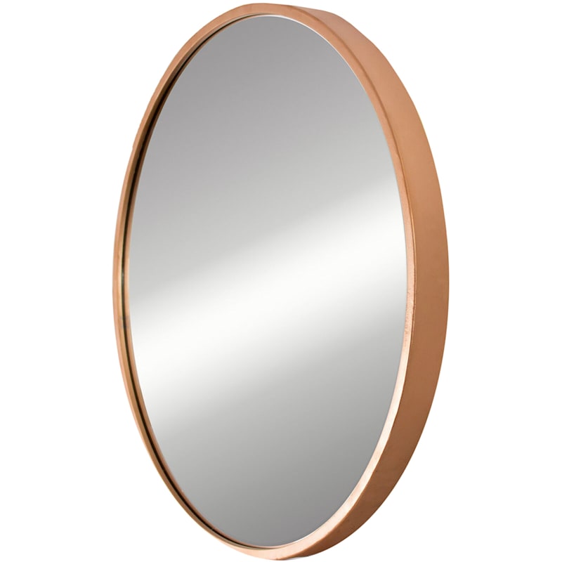 Copper Finish Metal Round Wall Mirror, 20"