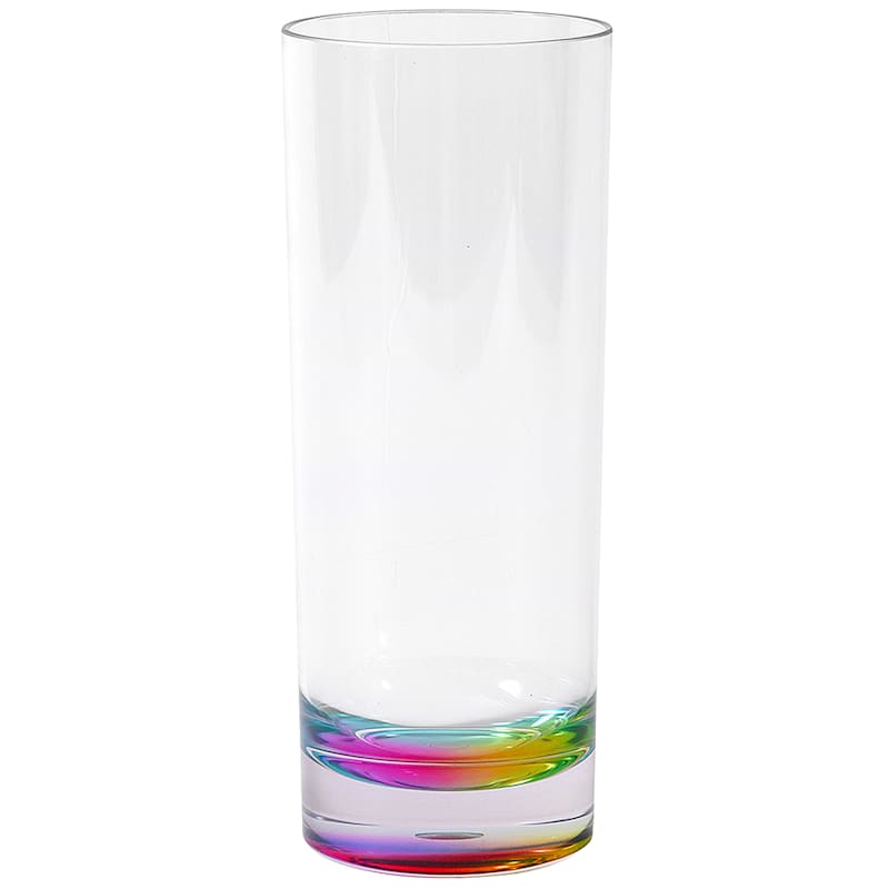 Clear with Rainbow Finish Acrylic Highball Glass, 24oz