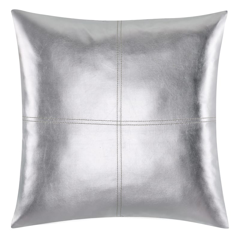 Metallic Faux Leather Throw Pillow 16, Black Faux Leather Throw Pillows