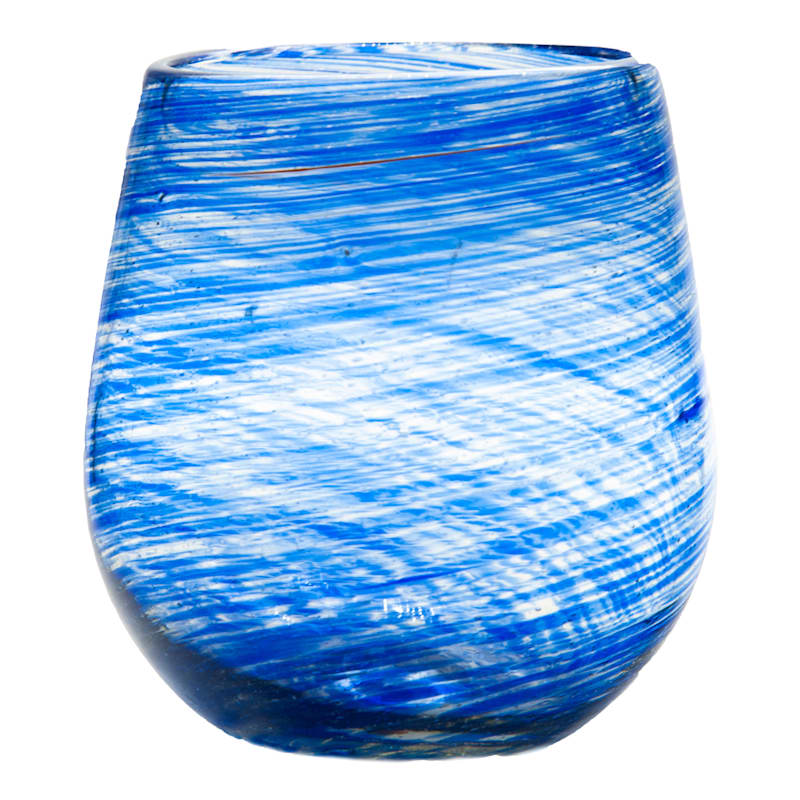 STEMLESS GLASS BLUE SWIRL