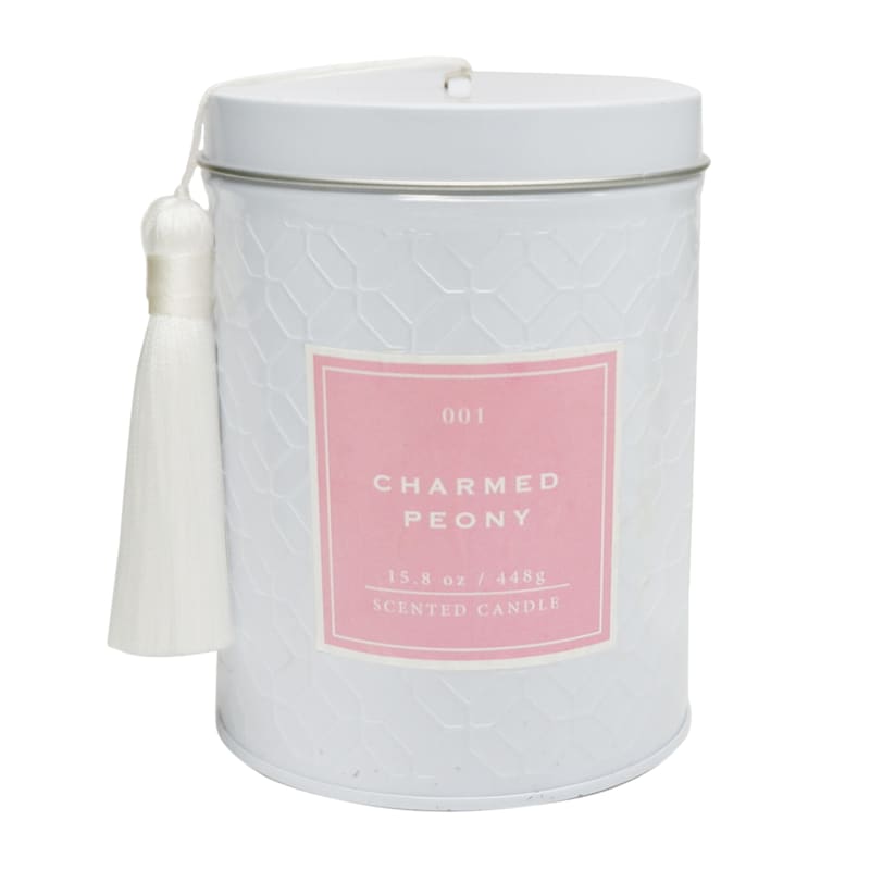 Charmed Peony Scented Tin Jar Candle, 15.8oz