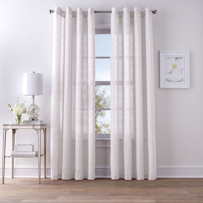 Maya White Fringe Striped Sheer Grommet, Can You Use Sheers With Grommet Curtains