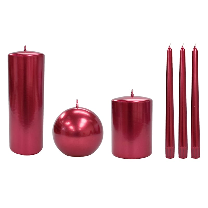 6-Pack Metallic Red Unscented Overdip Candles