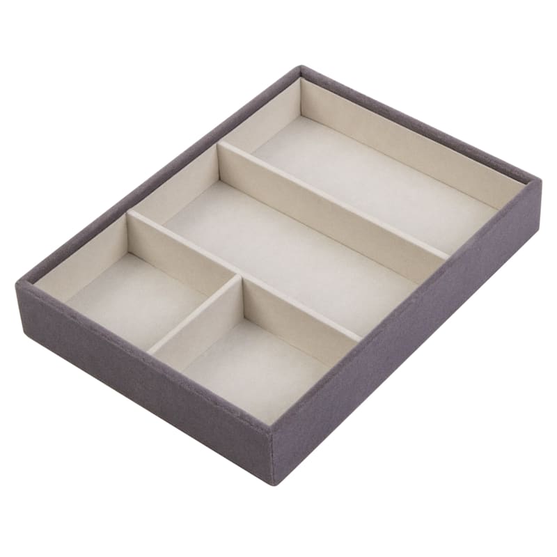 4-Compartment Stackable Jewelry Organizer, Gray