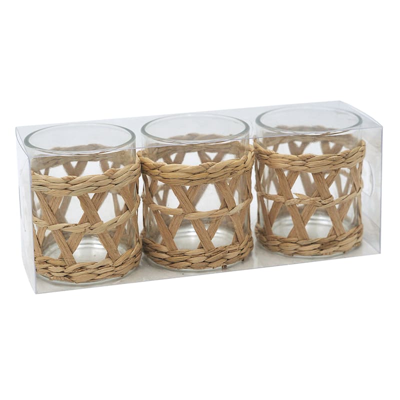 Set Of 3 Clear Glass Votive Holder With Coat 8X3X3