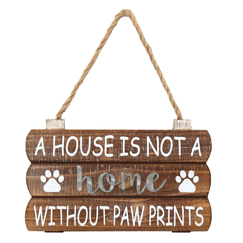 10X6 A House Is Not A Home Without Paw Prints Planked Wood Hanging Wall Art