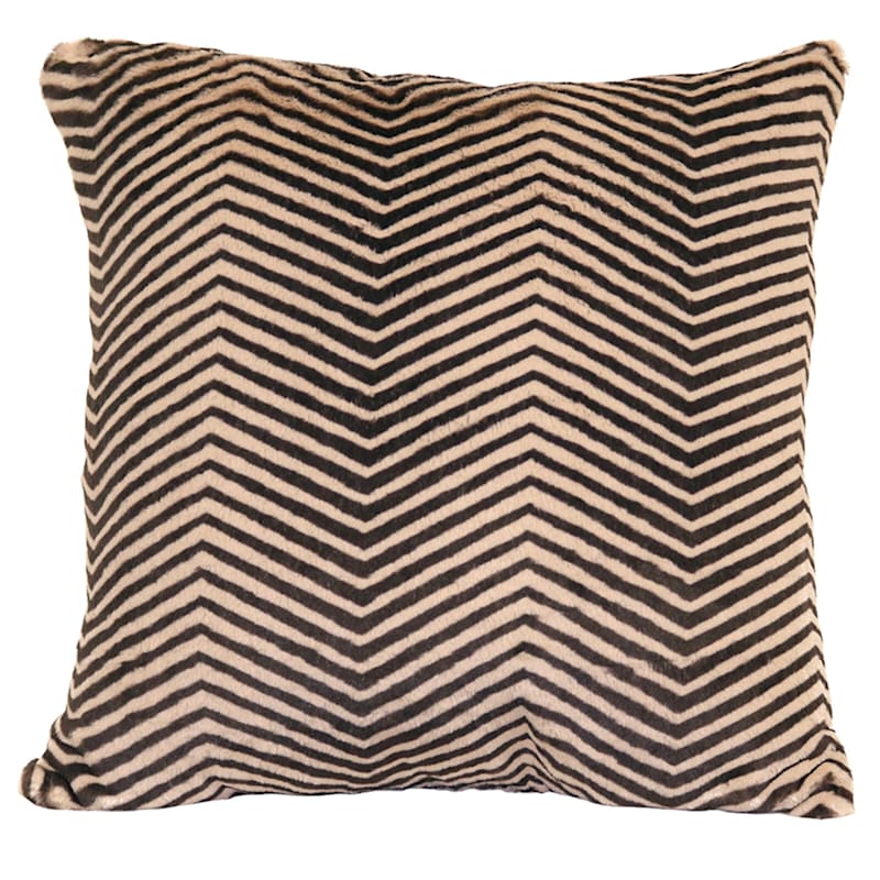 Specialty Zebra Faux Fur Throw Pillow, 20"