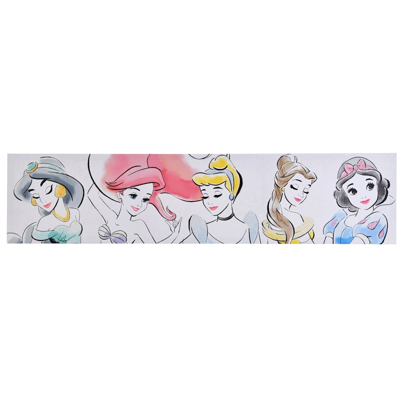 36x9 Disney Princess Group Watercolor, Disney Princess Led Light Up Canvas Wall Art