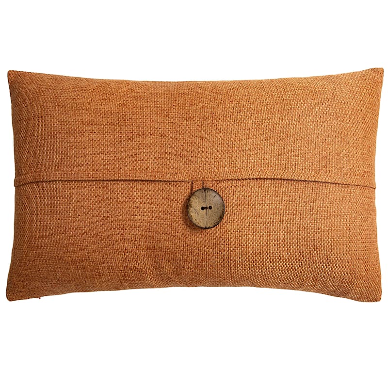 Clayton Orange Coconut Button Throw Pillow, 13x24