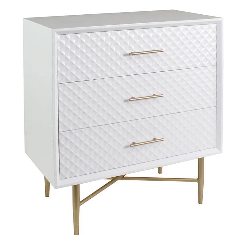 White/Gold 3-Drawer Cabinet