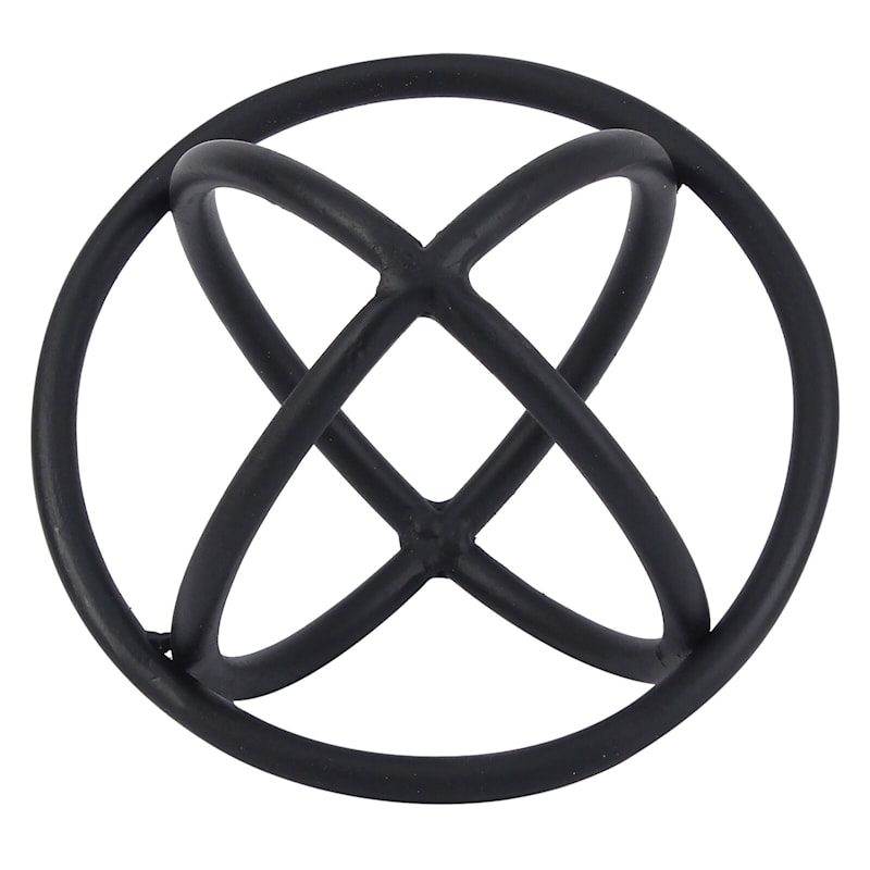 3 Ring Black Metal Sphere, 5.5"