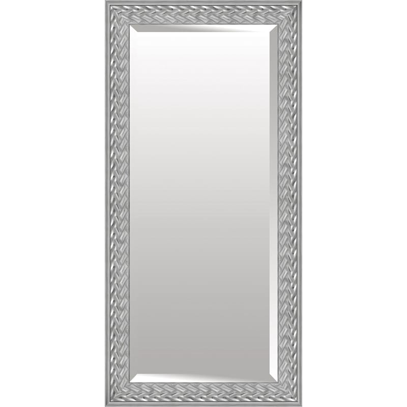 Rectangle Solid Wood High & Low Silver Floor Mirror, 32x68