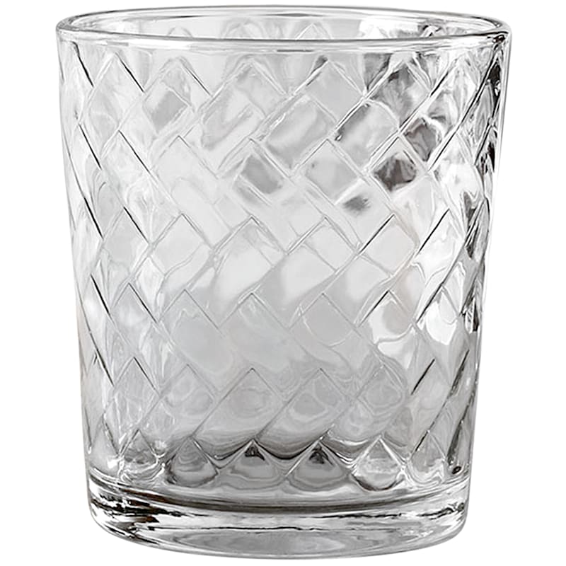4-Piece Chevron Embossed Double Old Fashioned Glass Set, 12.5oz