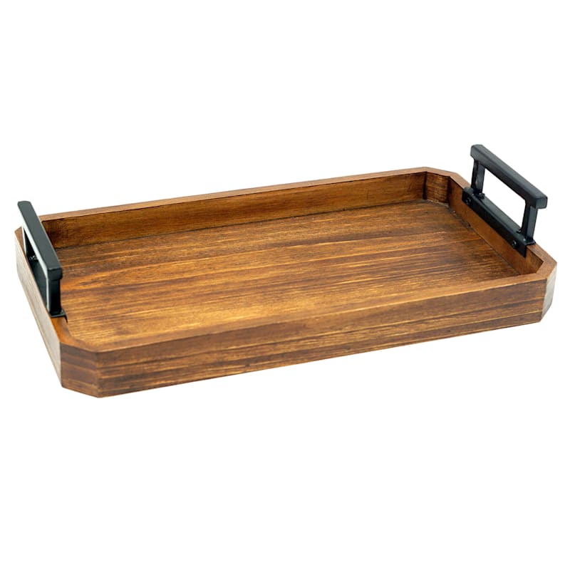 Wood Tray with Metal Handles, Small