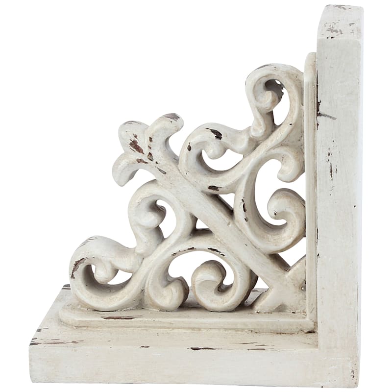 5in. Resin White Carved Bookend