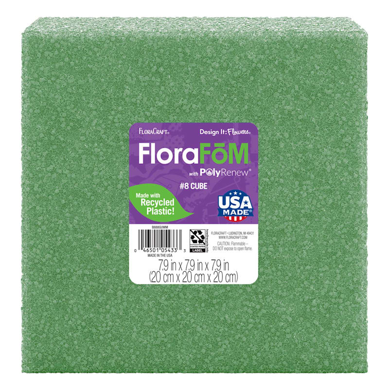 8X8X8 Floral Foam Square Green
