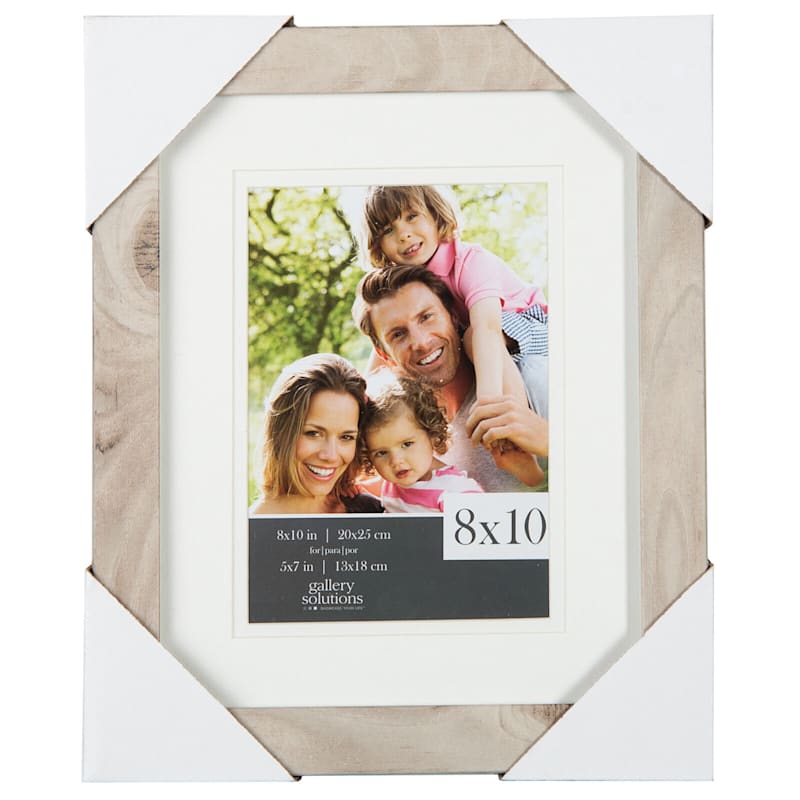 Matted to Linear Profile Double Mat Portrait Wall Frame, White, Sold by at Home