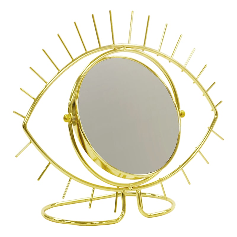 Open Eye French Gold Metal Magnifying Mirror