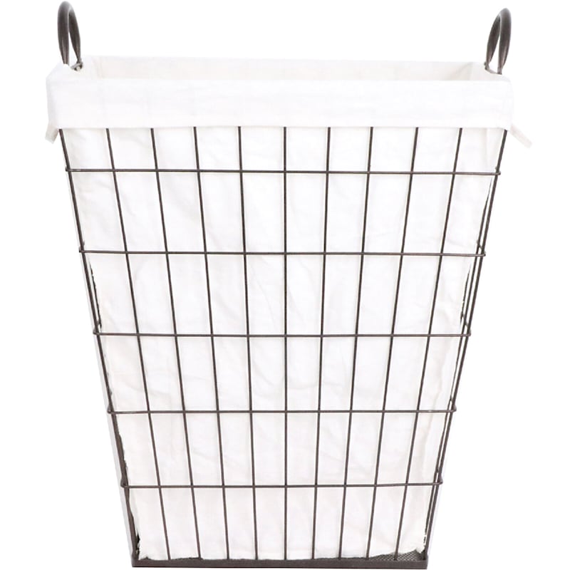Tapered Metal Wire Laundry Hamper with Removable Liner, Brown