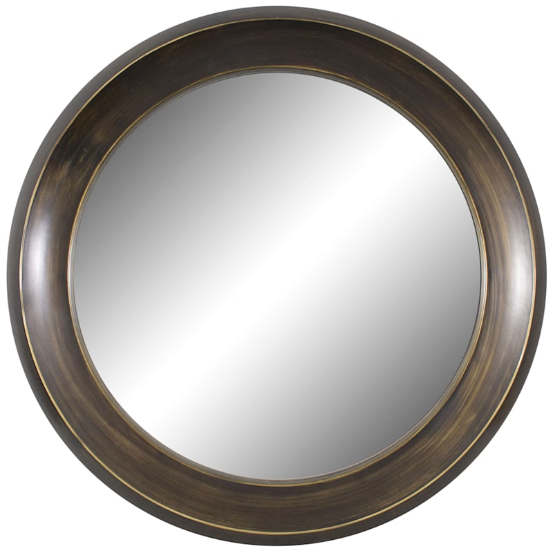 Bronze Round Wall Mirror, 34"