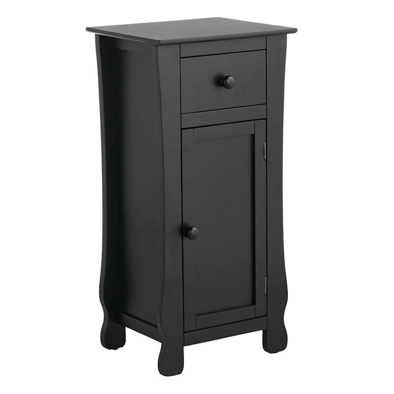 Black One Drawer Cabinet End Table, 29"