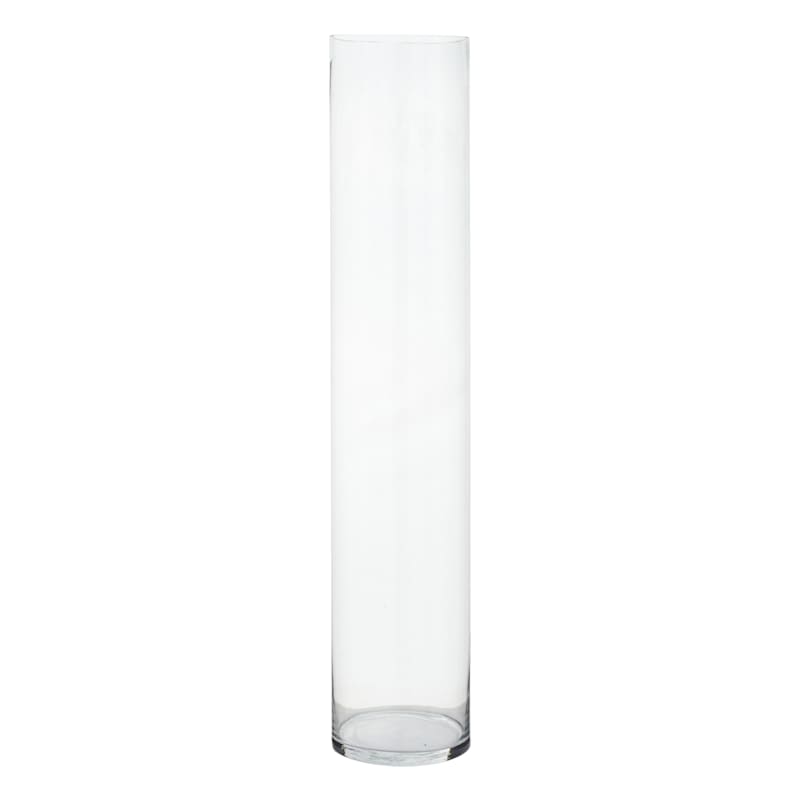 Long Clear Glass Floor Vase, 36"