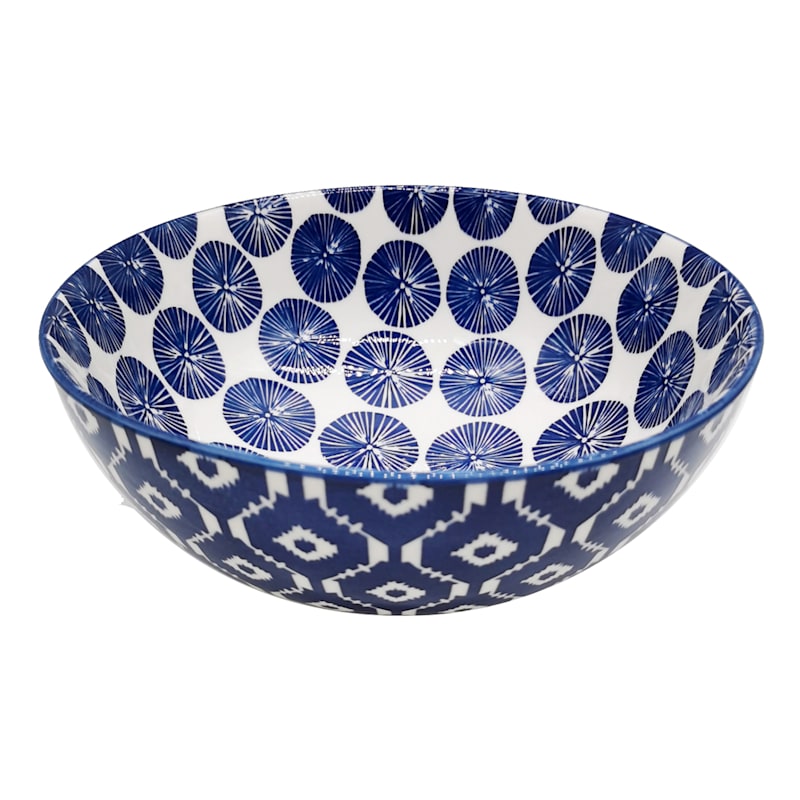 Blue & White Dot Print Ceramic Bowl