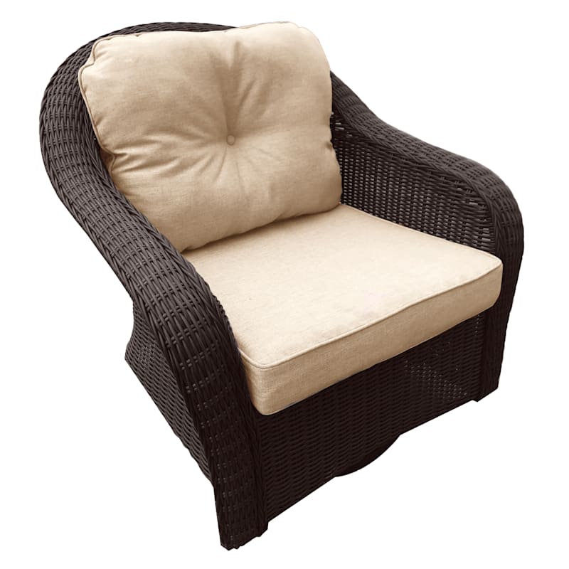 Glendale Brown Wicker Outdoor Swivel, Outdoor Patio Furniture Swivel Chairs