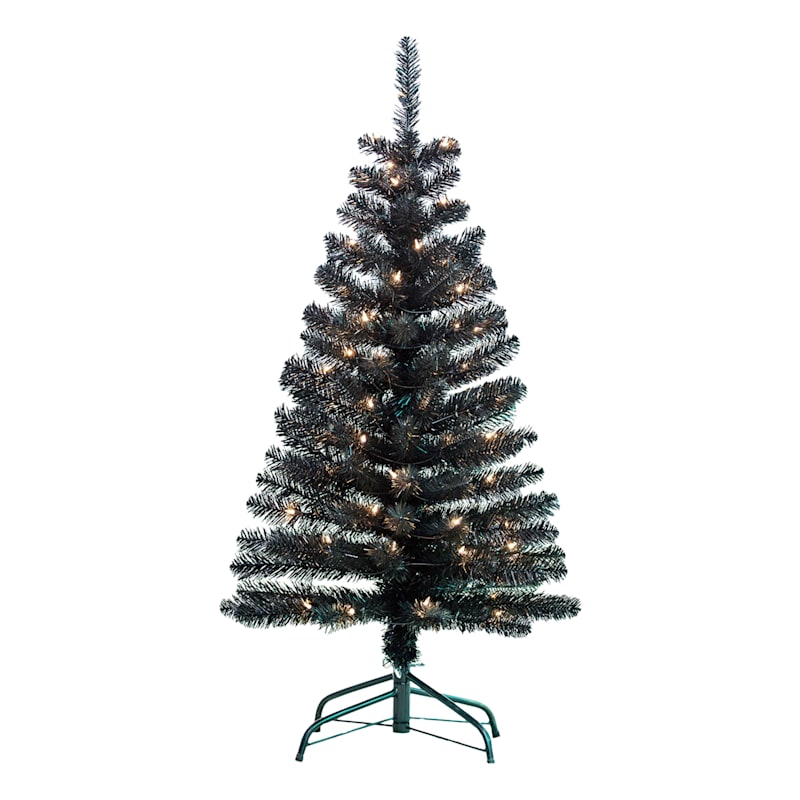 (F18) Pre-lit Black Christmas Tree, 4'