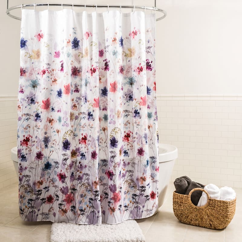Vera Floral Fabric Shower Curtain 70X72