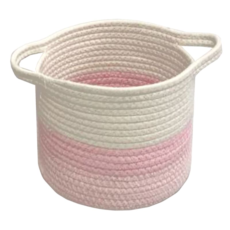 Princess White & Pink Striped Cotton Rope Storage Basket, Medium