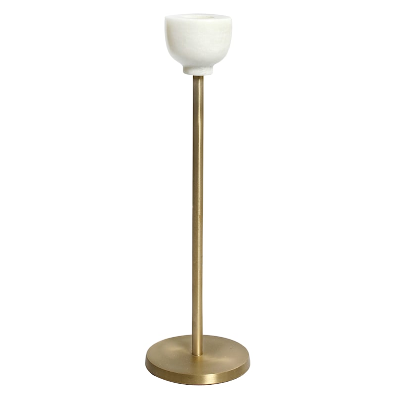Marbled Brass Candle Holder, 10"