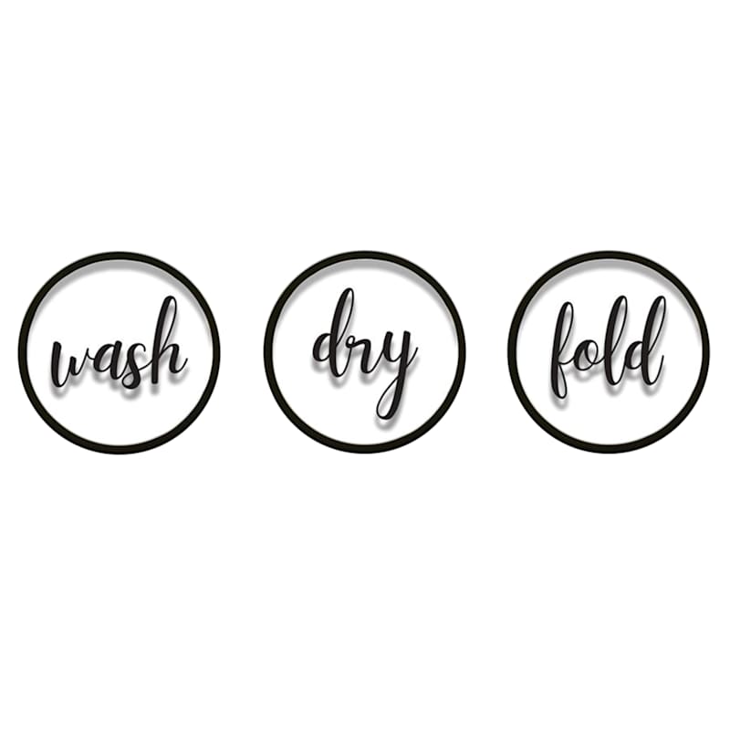 3 Piece Wash Dry Fold Glass Wall Sign 8